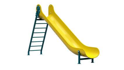 Yellow playground slide with teal ladder © Julia