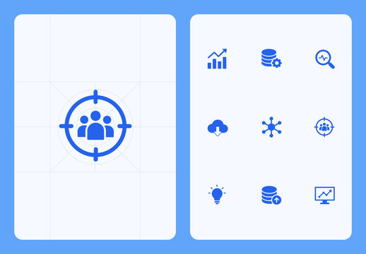 Business Intelligence and Audience Targeting Vector Icons Set