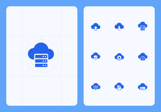 Cloud Computing and Data Storage Icon Set