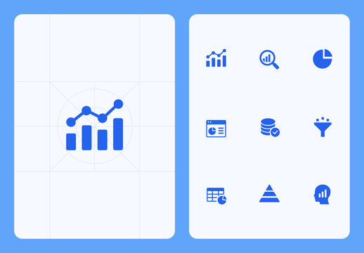 Data Analytics and Business Growth Chart Icon Set