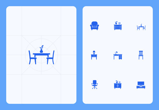 Furniture and Home Interior Icon Set