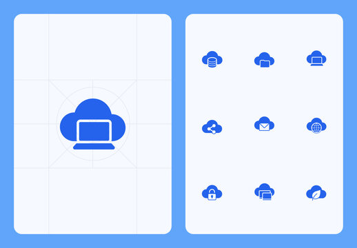 Cloud Computing and Storage Icon Set