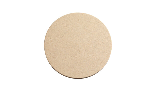 Blank round cardboard coaster isolated on white background, top view. Empty beer mat for drink