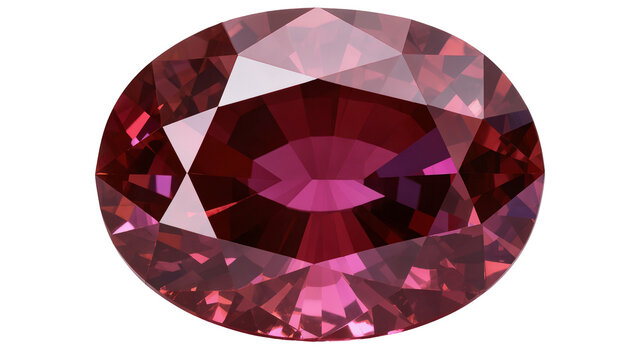 Oval cut deep pink gemstone with brilliant facets