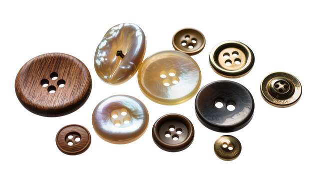 Assortment of wooden pearl, and metal buttons