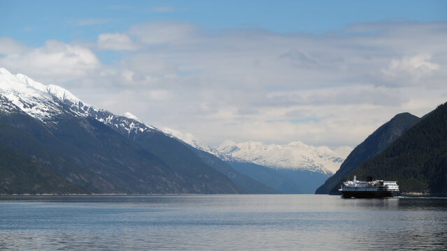 Breathtaking nature landscape scenery around Haines, Alaska in the great outdoors Inside passage national park reserve most beautiful flora fauna on sunny day blue sky