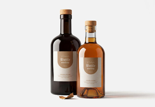 Amber Glass Bottle Mockup Set