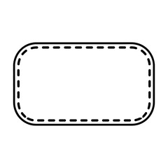 Fototapeta premium Blank rectangular label vector frame with stitched border for custom text and branding