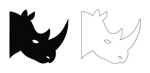 Black rhinoceros head silhouette and outline graphic for wildlife and zoo nature branding projects  © Eman