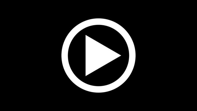 Play Button Icon Animation, Simple Black Media Player Triangle Symbol for Video and Audio Interface UI Concept Isolated on Clean Plain White Background Graphic Element