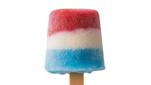 Red white blue layered ice pop on wooden stick