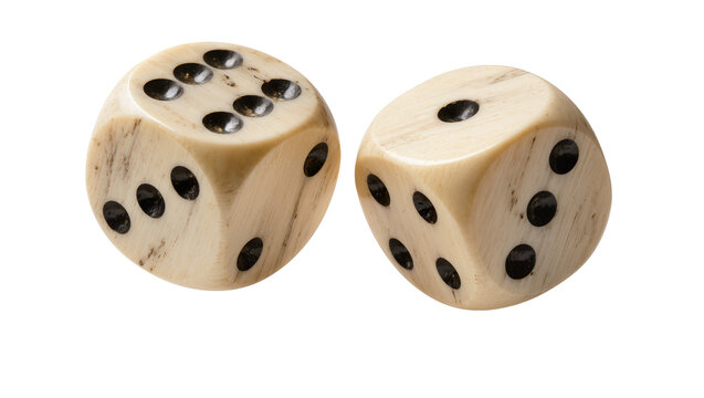 Two antique bone dice with black pips