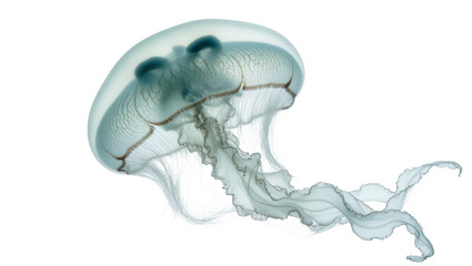 Translucent jellyfish with delicate tentacles floating © Julia