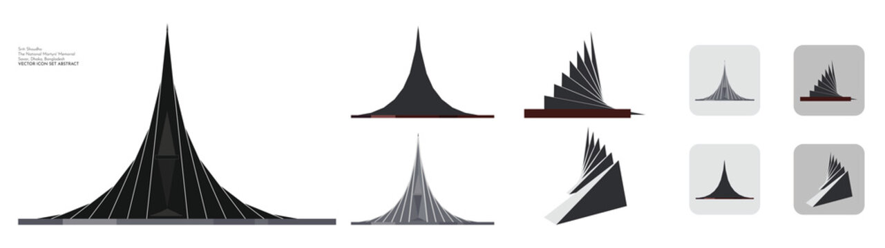Vector Icon Set Abstract Sriti Shoudho The National Martyrs' Memorial Savar Dhaka Bangladesh