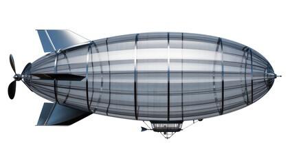 Silver dirigible airship with propeller and gondola © Johanna