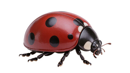 Fototapeta premium Red ladybug with black spots on white
