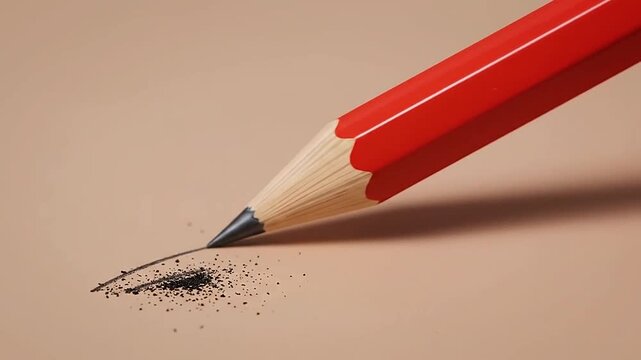 Red wooden pencil with sharp lead and shavings macro.