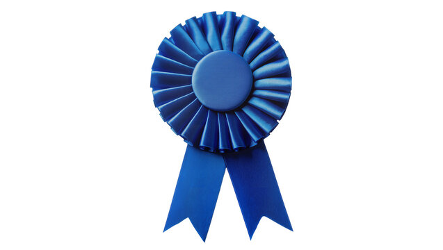 Blue rosette ribbon award with two streamers