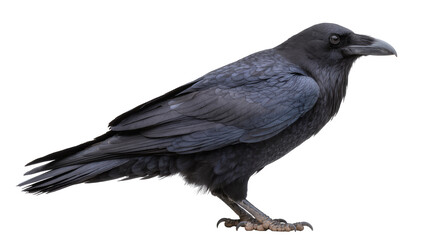 Obraz premium Black raven bird with dark feathers and sharp beak