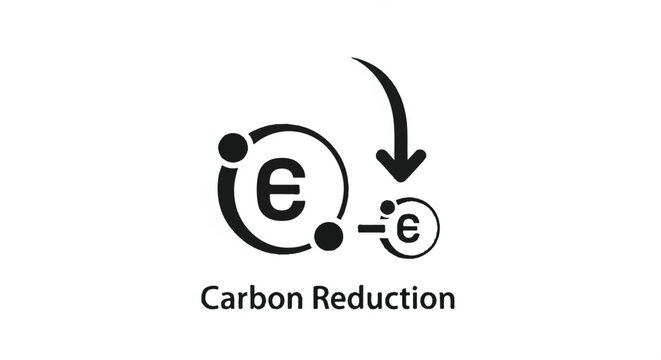 Logo featuring carbon reduction concept with circular icon and arrows.
