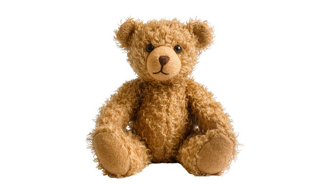 Fluffy brown teddy bear toy sitting