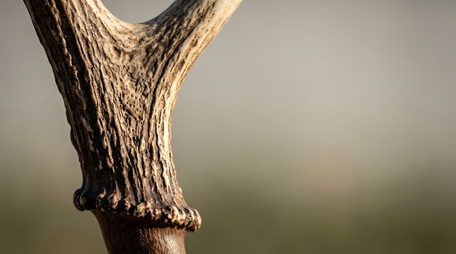 Detailed texture of a deer antler against a blurred background