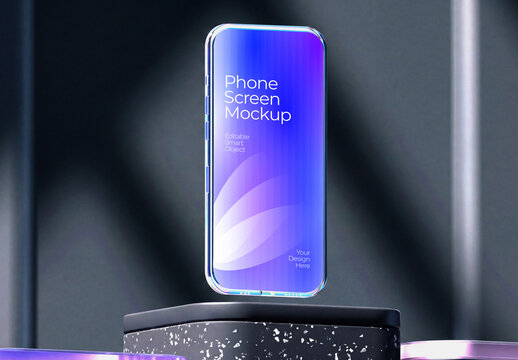 Floating Smartphone Mockup on Podium