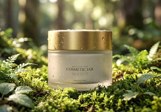 Luxury Cosmetic Cream Jar Mockup in Nature