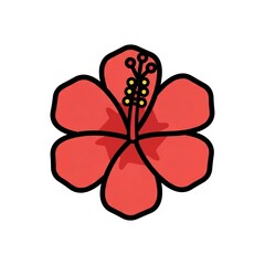 Naklejka premium Hibiscus flower in red from a top down perspective