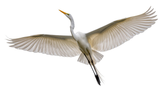 Great Egret bird with wings spread flying