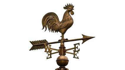 Bronze rooster weathervane with directional compass rose © Hannah