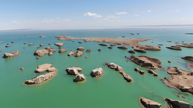 Overlook Water Yardang Lake Rock Scenery Qinghai China
