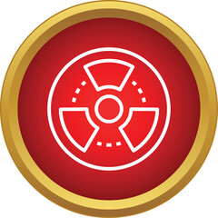 Obraz premium Radioactive warning symbol indicating radiation hazard on a red button