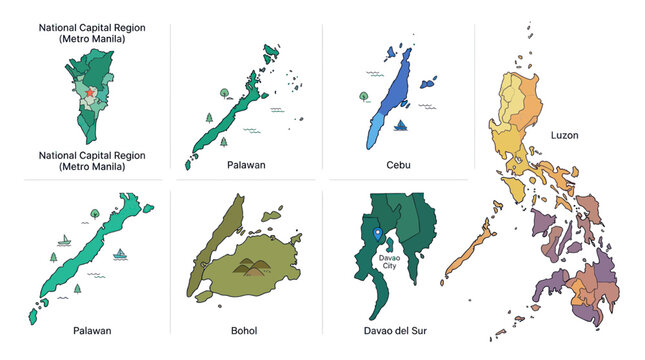 Philippines Map Collection: Regions and Islands - Luzon, Palawan, Cebu, Bohol, Davao