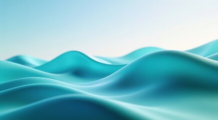 Obraz premium Abstract 3D Render of Smooth Blue Ocean Waves in Minimalist Style