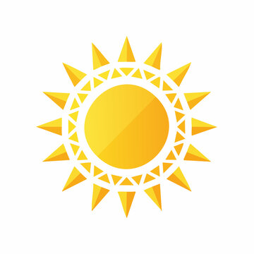 Stylized golden sun icon with radiant spikes and geometric center on white background