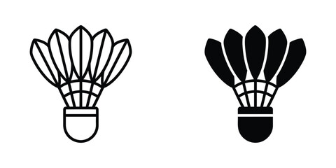 Fototapeta premium Badminton Shuttlecock Icon Set in Outline and Solid Black Styles