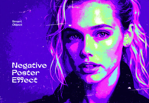 Neon Negative Poster Photo Effect