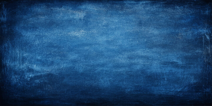 A richly textured blue chalkboard background with subtle chalk dust and scratches adds a vintage, rustic, or educational feel.