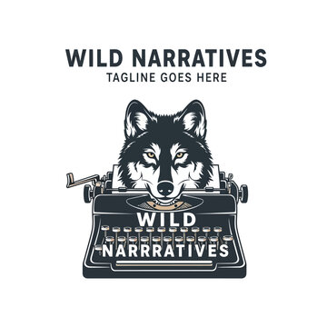 Powerful logo design for a creative agency featuring a wolf head atop a vintage typewriter, blending storytelling with instinct.