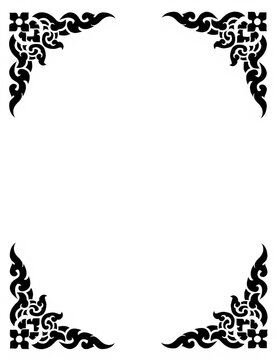 Traditional Thai Kbach Style Corner Border and Frame Motif