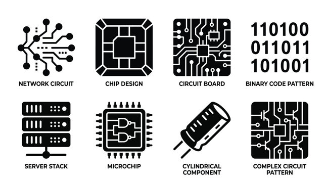 Computer Hardware Digital Technology Icons Vector Pack