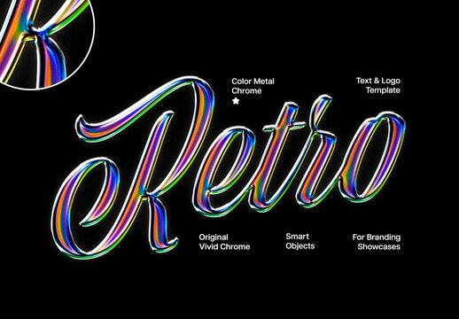 Color Metal Chrome Text Effect For Logo And Poster Typography