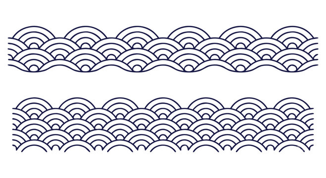 japanese seigaiha wave scale border in indigo and white traditional style