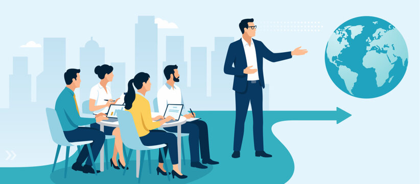 Global business target. International business. Teamleader. Business vector illustration.
