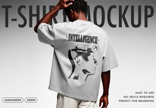 Oversized T-shirt Mockup Back View For Streetwear Branding