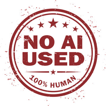 No AI Used Certified Vintage Stamp with Transparent Distressed Texture Vector