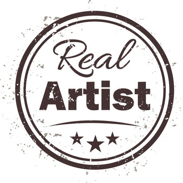 Real Artist Vintage Rubber Stamp with Transparent Distressed Texture Vector