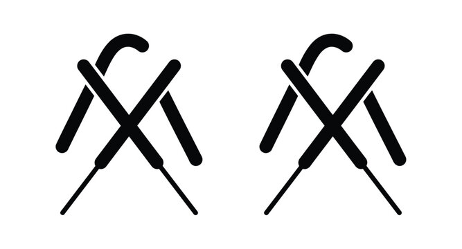 Black crossed screwdrivers icon set Vector