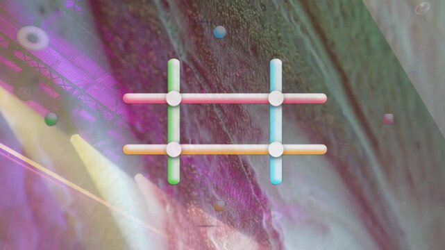 Abstract Neon Tic Tac Toe Game Grid Floating in Colorful Background